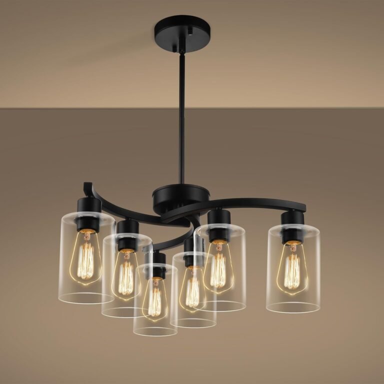 6-Light Modern Farmhouse Black Chandelier, Contemporary Dining Room Light Fixture 6 61BzwH71DGL. AC SL1500 Smart Living Starts Here