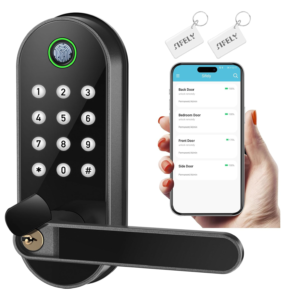 Fingerprint Smart Door Lock with Handle & Keypad – Bluetooth Keyless Entry for Front Door, Home, Kids, Guests, Airbnb...